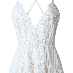 LF White & Nude Lace Romper; dress Size XS